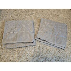 Croscill Silver Gray Bath Towels Set of 2 Metallic Jacquard Luxury Spa